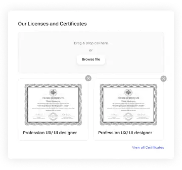 Certificates preview