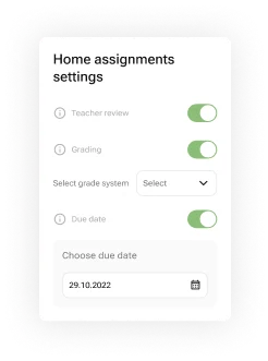 Home assignment settings